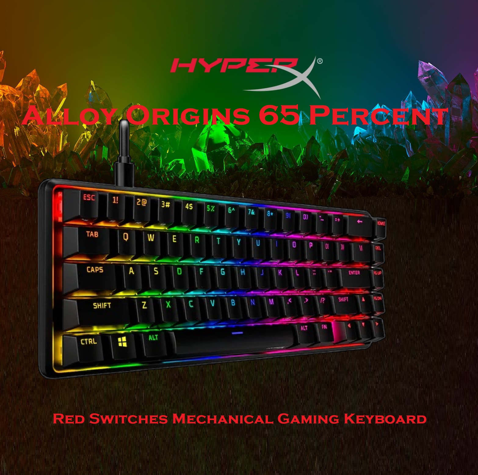 4P5D6AX#ACB Alloy Origins 65 Mechanical Gaming Keyboard HyperX Alloy Origins 65 - Mechanical Gaming Keyboard – Compact 65% Form Factor - Linear Red Switch - Double Shot PBT Keycaps - RGB LED Backlit - NGENUITY Software Compatible