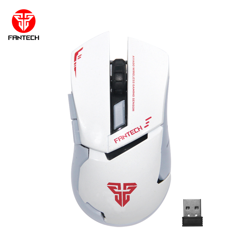 FANTECH Leblanc WG8 Wireless 2.4GHZ Pro Gaming Mouse - 2000DPI sensitivity - Precision Optical Sensor - On-the-fly sensitivity adjustment - AA Batteries Required - WHITE Wireless 2.4GHZ Pro Gaming Mouse WHITE