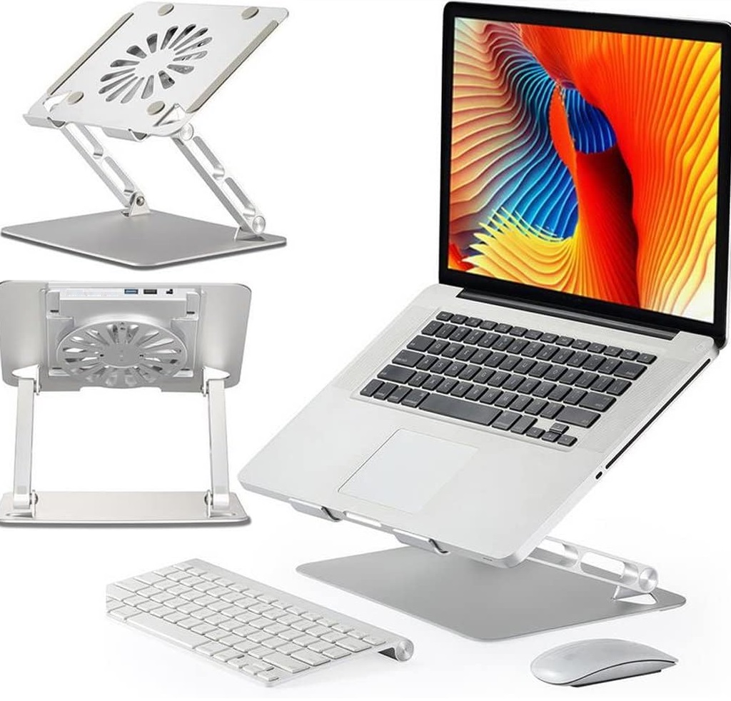 Aluminum Laptop with Cooling Fan Aluminum Laptop or Tablet Stand with Cooling Fan & 2 USB Ports