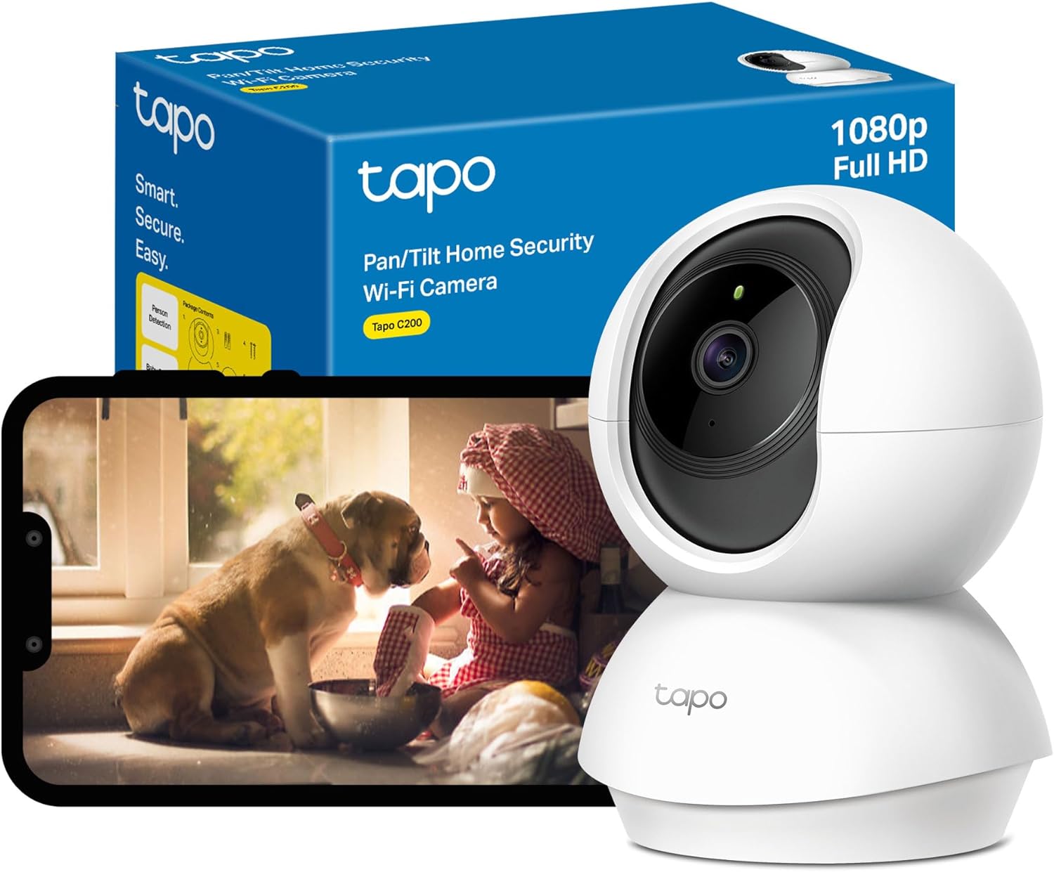 TAPO-C200-WIFICAM TP Link Tapo C200 Security Surveillance Camera TP-Link Tapo Pan/Tilt Security Camera for Baby Monitor