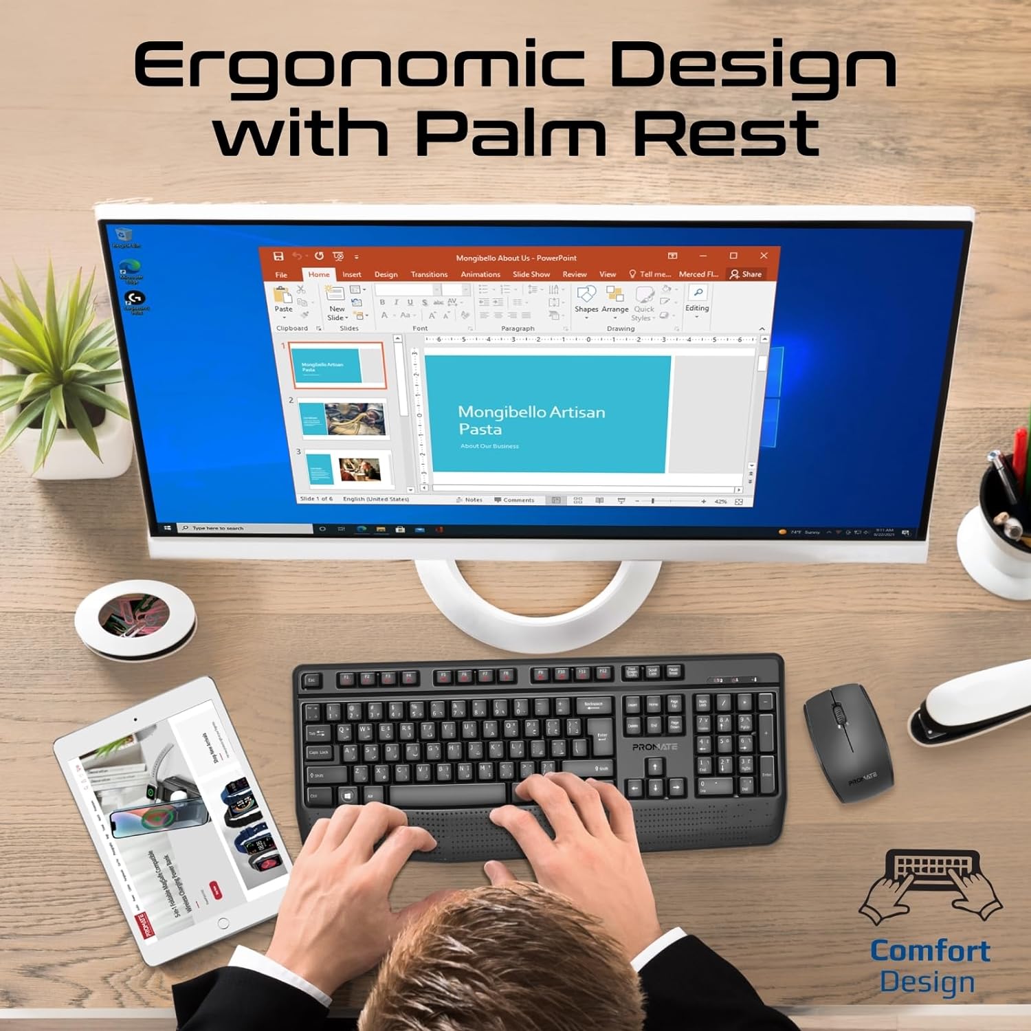 ERGONOMIC WIRELESS Keyboard and Mouse Combo