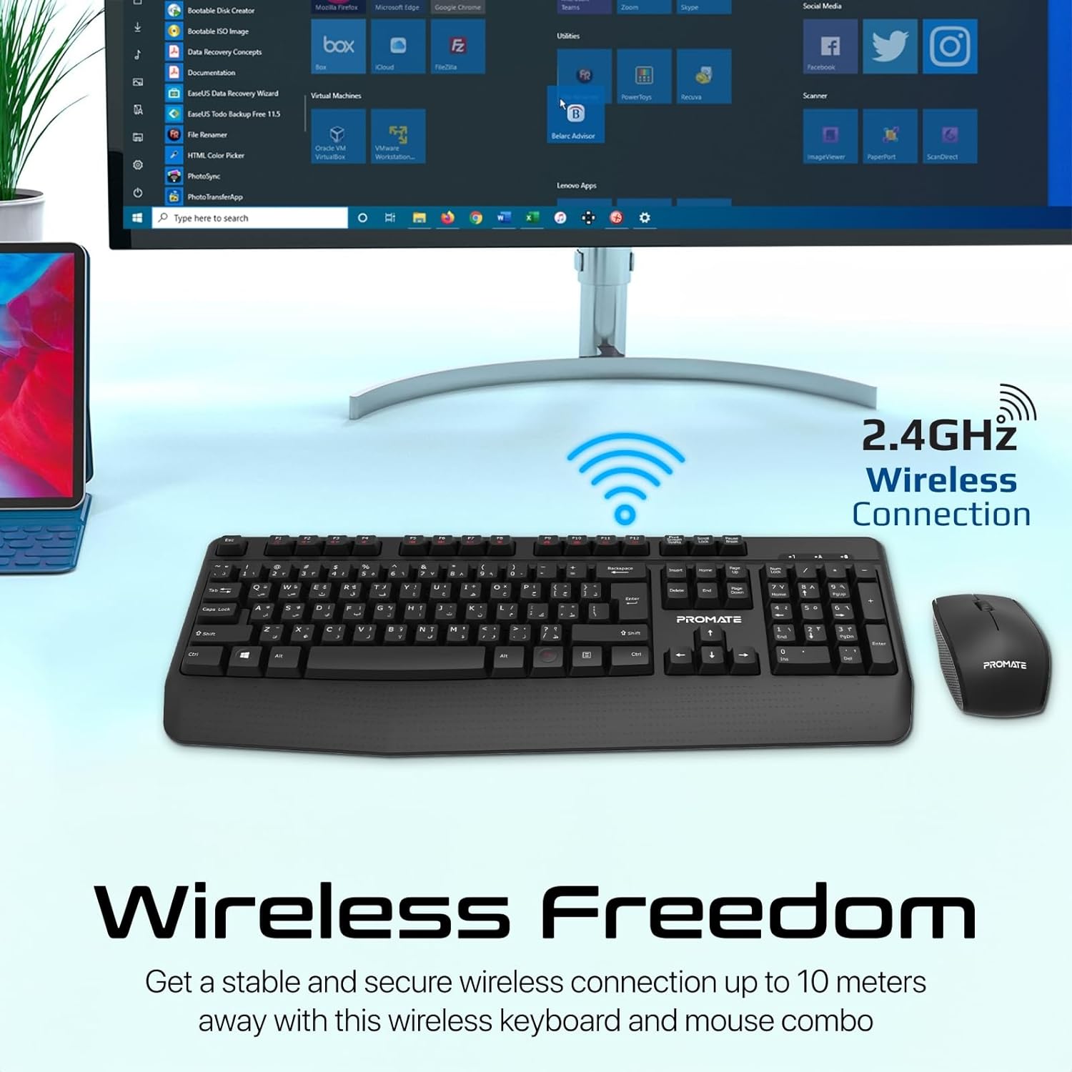 ERGONOMIC WIRELESS Keyboard and Mouse Combo