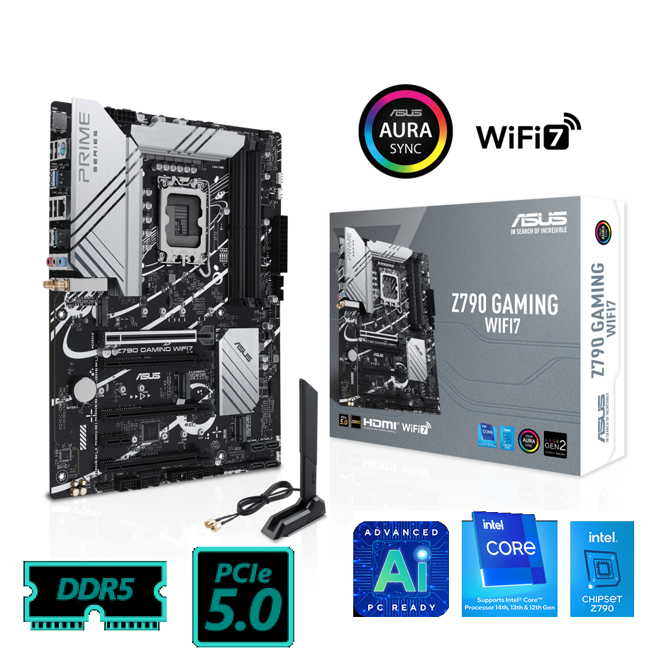 90MB1HY0-M0AAY0 ASUS Z790 GAMING WIFI7 DDR5 Motherboard ATX ASUS Z790 GAMING WIFI7 LGA 1700 ATX motherboard with PCIe 5.0