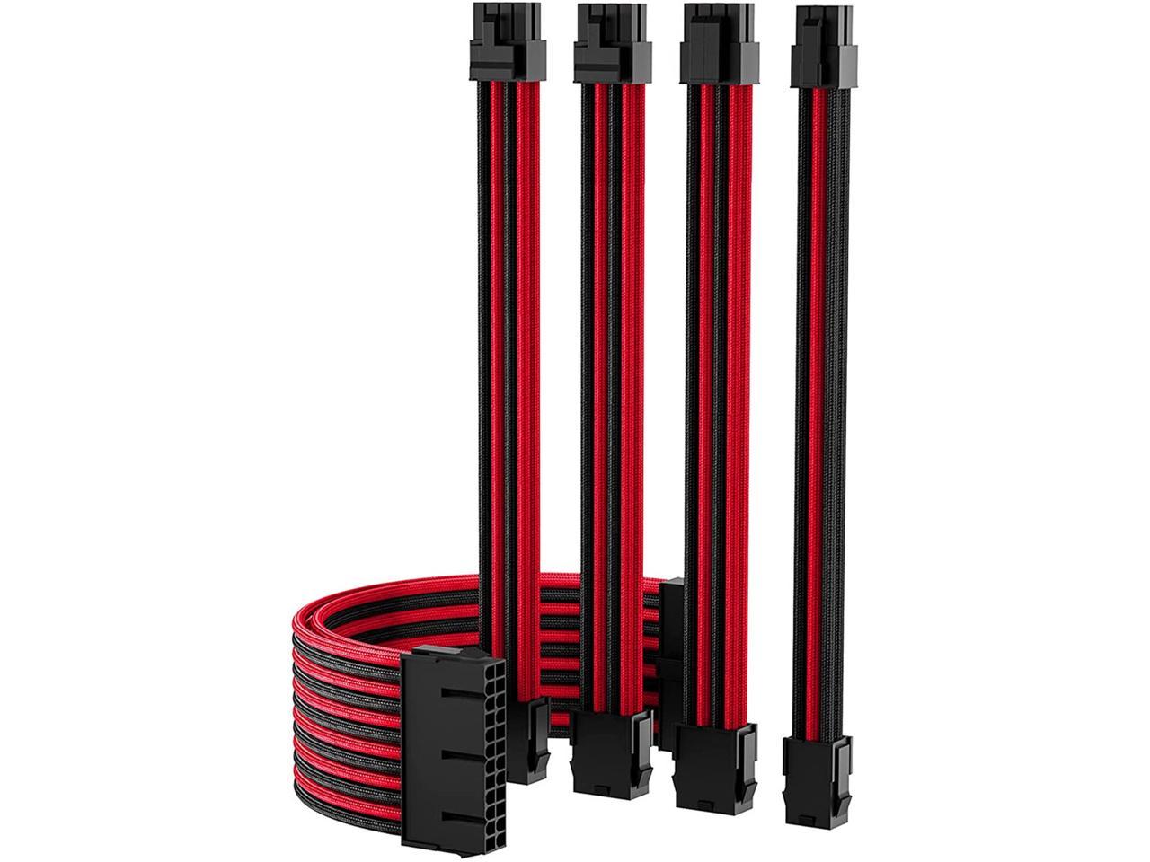 Black Red PSU Sleeved Cable