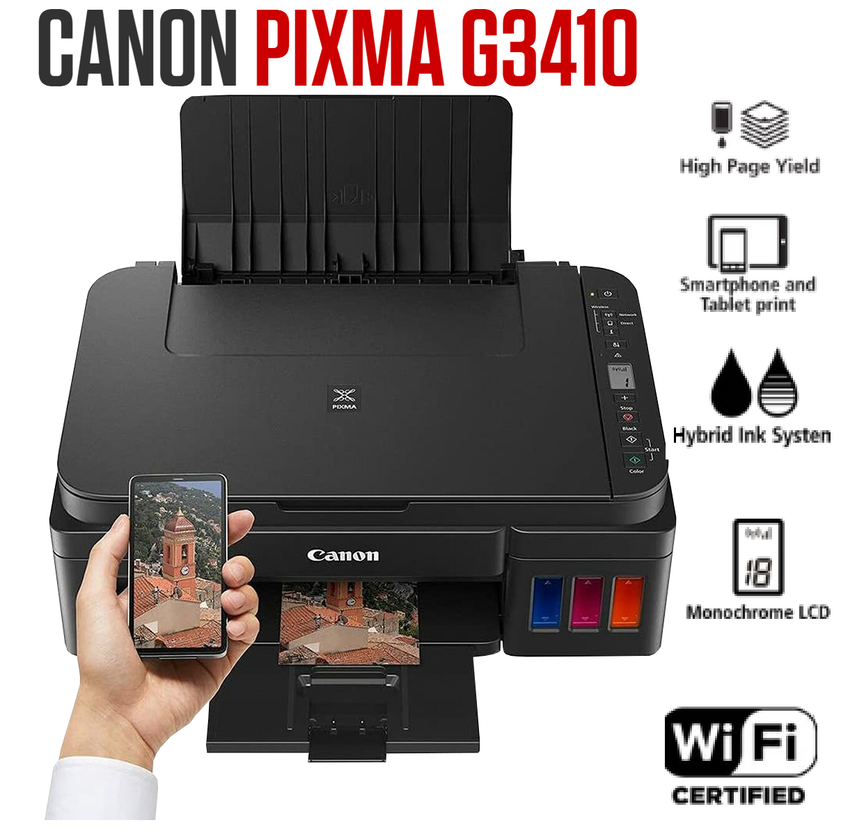 CANON-G3410 Canon Pixma G3410 3in1 INK WIFI Printer Canon Pixma G3410 3in1 INK WIFI Printer - Print