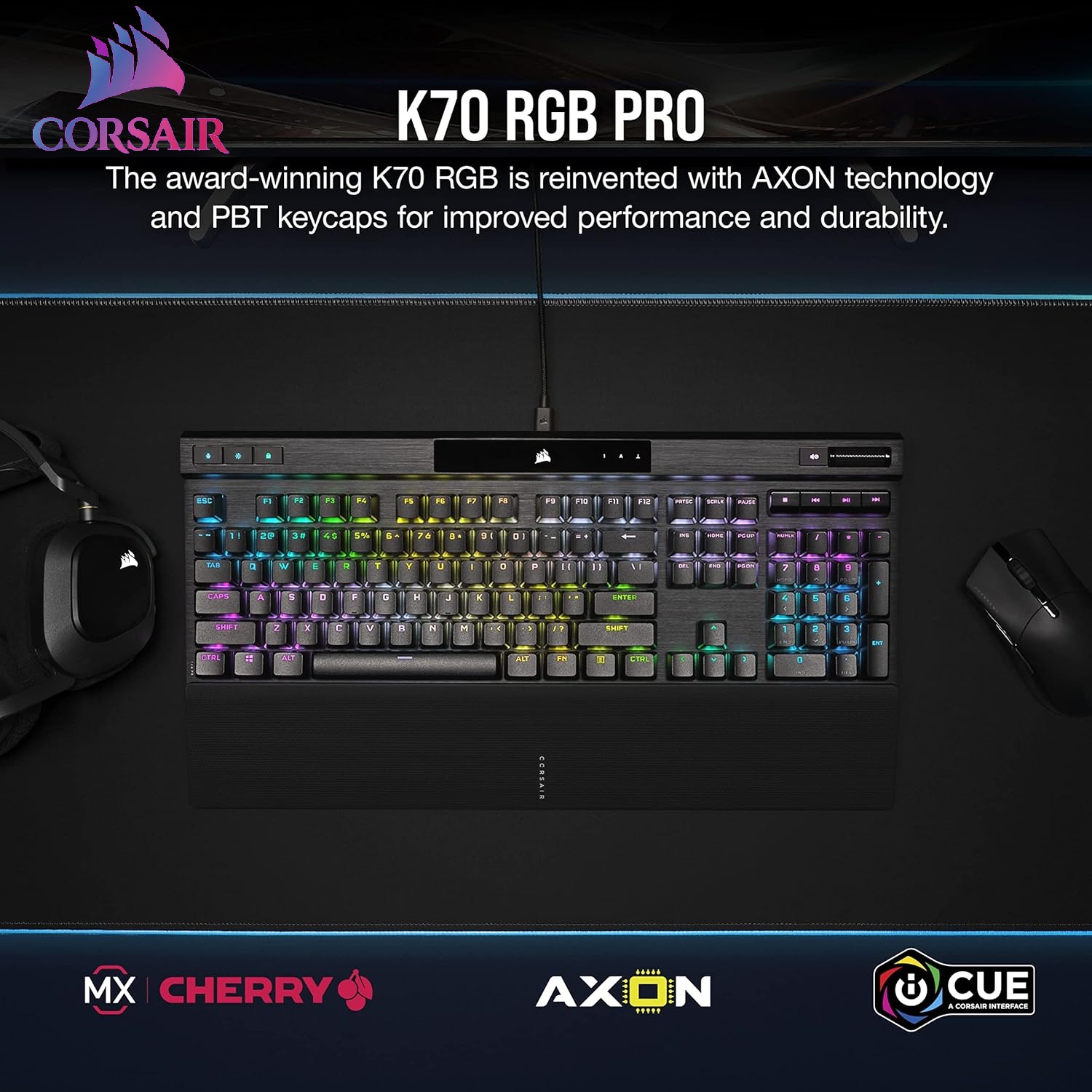 CH-9109410-NA RGB PRO Mechanical Gaming Keyboard Cherry MX Corsair K70 RGB PRO Mechanical Gaming Keyboard (Cherry MX RGB Red Switches