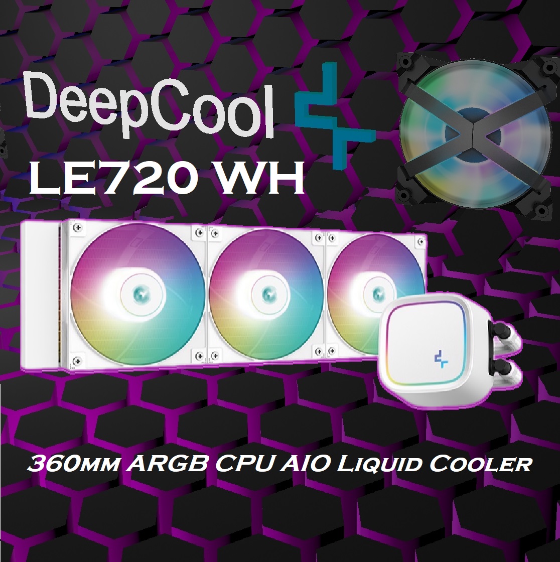 LE720-WHAMMN-G-1 LE720 WH WHITE 360mm ARGB CPU Liquid Cooler Deepcool LE720 WH 360mm ARGB CPU Liquid Cooler  All in One