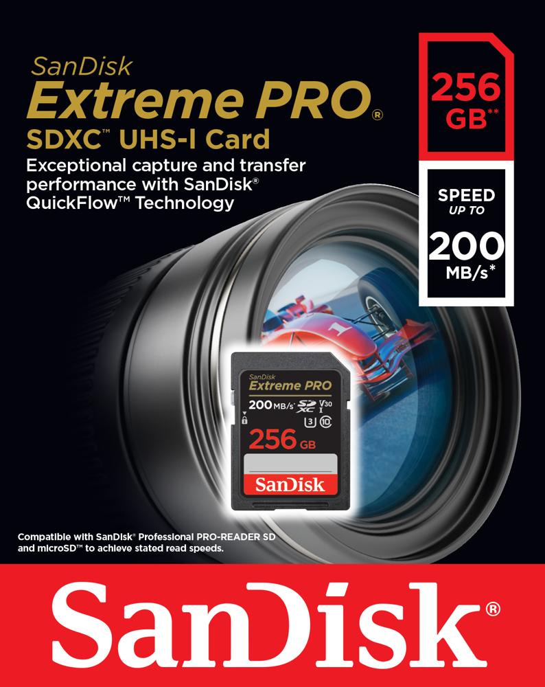 SanDisk 256GB Extreme PRO SDXC UHS-I Memory Card - C10