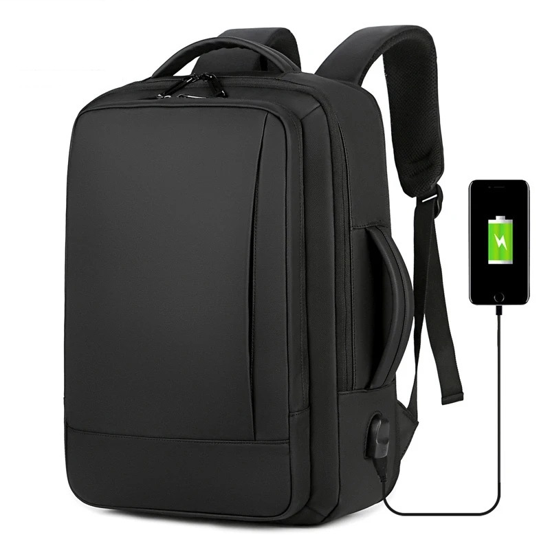 Multifunctional Laptop Backpack - Holds Up to 15.6" Laptops & Tablets - Oxford Textile - Waterproof - Recharge USB Port - Business Casual Design - Expandable 55 L  - International Travel Carry On Approved - Anti-theft Back Pocket - BLACK Anti-theft Multifunctional Laptop Backpack Travel Approved