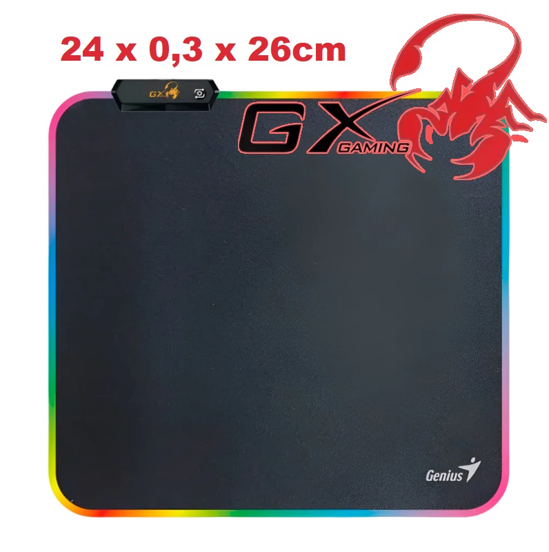 GX-PAD-260S 260S RGB Gaming MousePad 240 x 260 x 3 mm Genius GX-PAD 260S RGB Gaming MousePad - 10 Chromatic Lighting Modes - USB with a 1.8-meter Cable - 3mm Thick Rubber Base - 240 x 260 x 3 mm - BLACK 