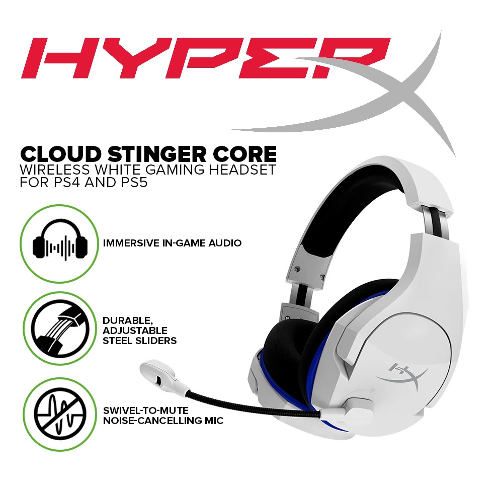 STINGER-CORE-WOB Stinger Core White Wireless Gaming Headset HyperX HHSS1C-KB-WT/G Cloud Stinger Core – Wireless Gaming Headset