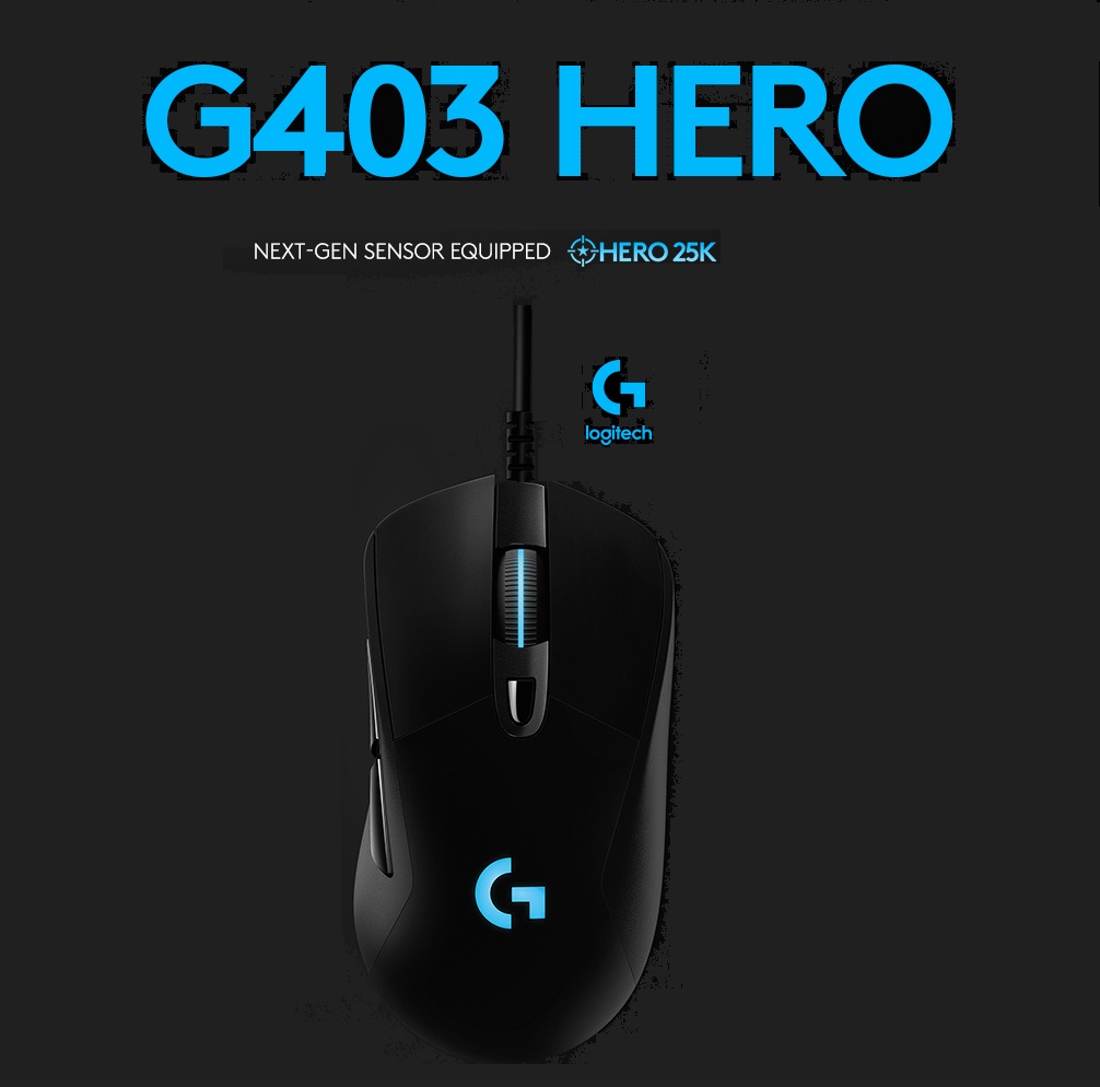 910-005636 Logitech G403 Hero 25K Gaming Mouse Lightsync Logitech G403 Hero 25K Gaming Mouse