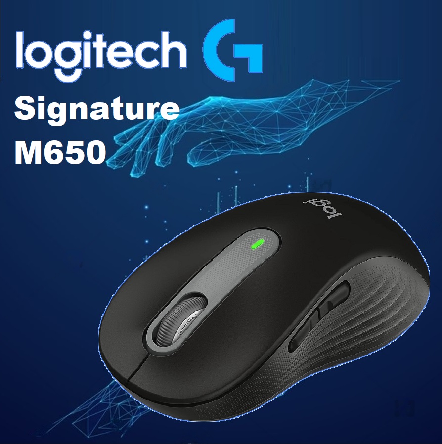 910-006390 Logitech Signature M650 Wireless Mouse Logitech Signature M650 Wireless Mouse – SmartWheel Scrolling - Bluetooth & Logi Bolt USB Receiver – Cross Platform Compatibility – Silent Touch – Customizable 5 Buttons – PC