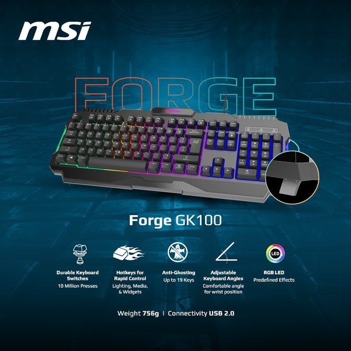 S11-04US20J-HH9 MSI Forge GK100 Gaming RGB Keyboard MSI Forge GK100 Gaming RGB Keyboard