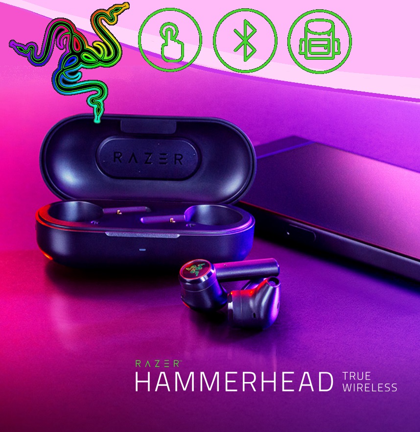 RZ12-02970100-CHINA True Wireless Bluetooth Gaming Earbuds Razer Hammerhead True Wireless Bluetooth Gaming Earbuds