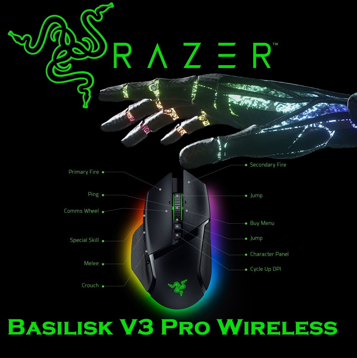 RZ01-04620100-0000 Razer Basilisk V3 Pro Wireless Gaming Mouse Razer Basilisk V3 Pro Wireless Gaming Mouse