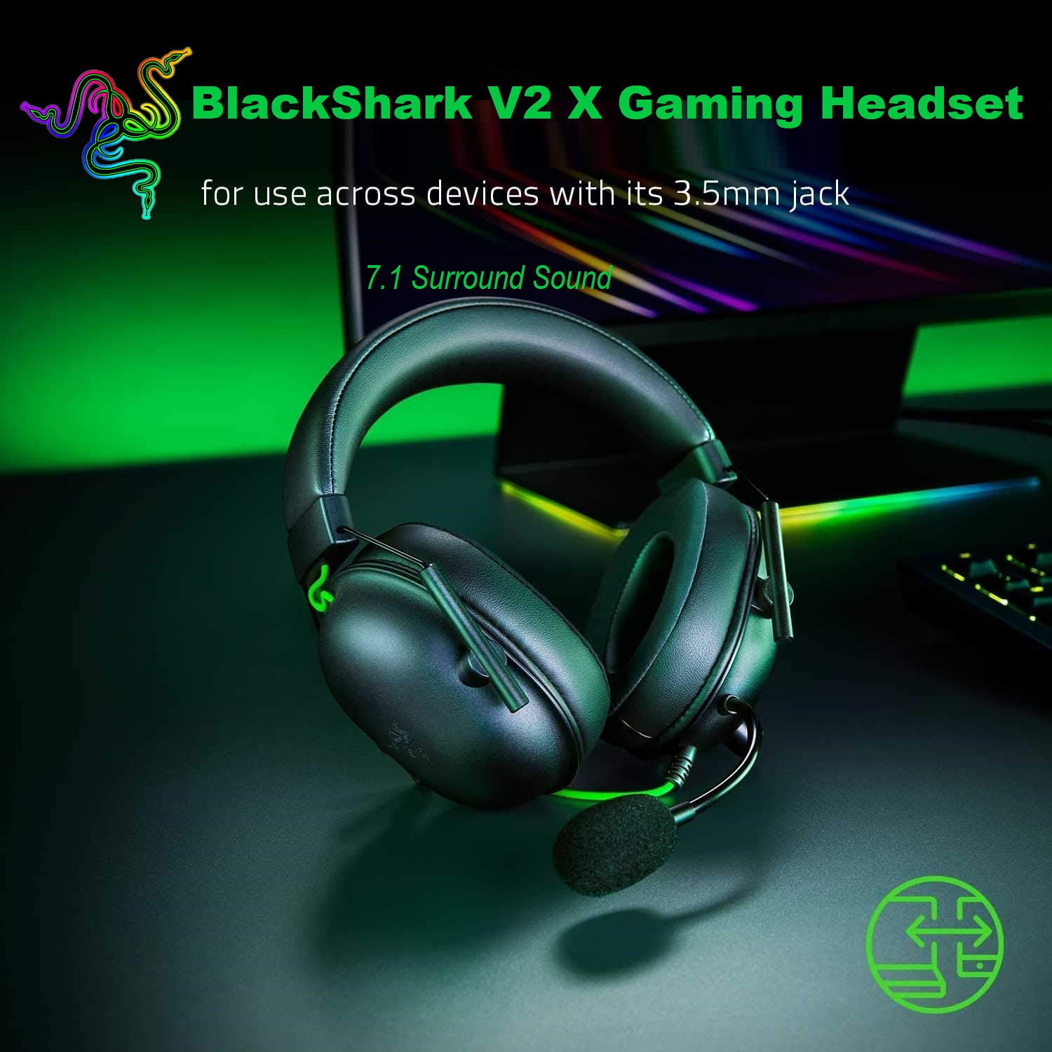 RZ04-03240100-CHINA Razer BlackShark V2 X Gaming Headset AUX Razer BlackShark V2 X Gaming Headset