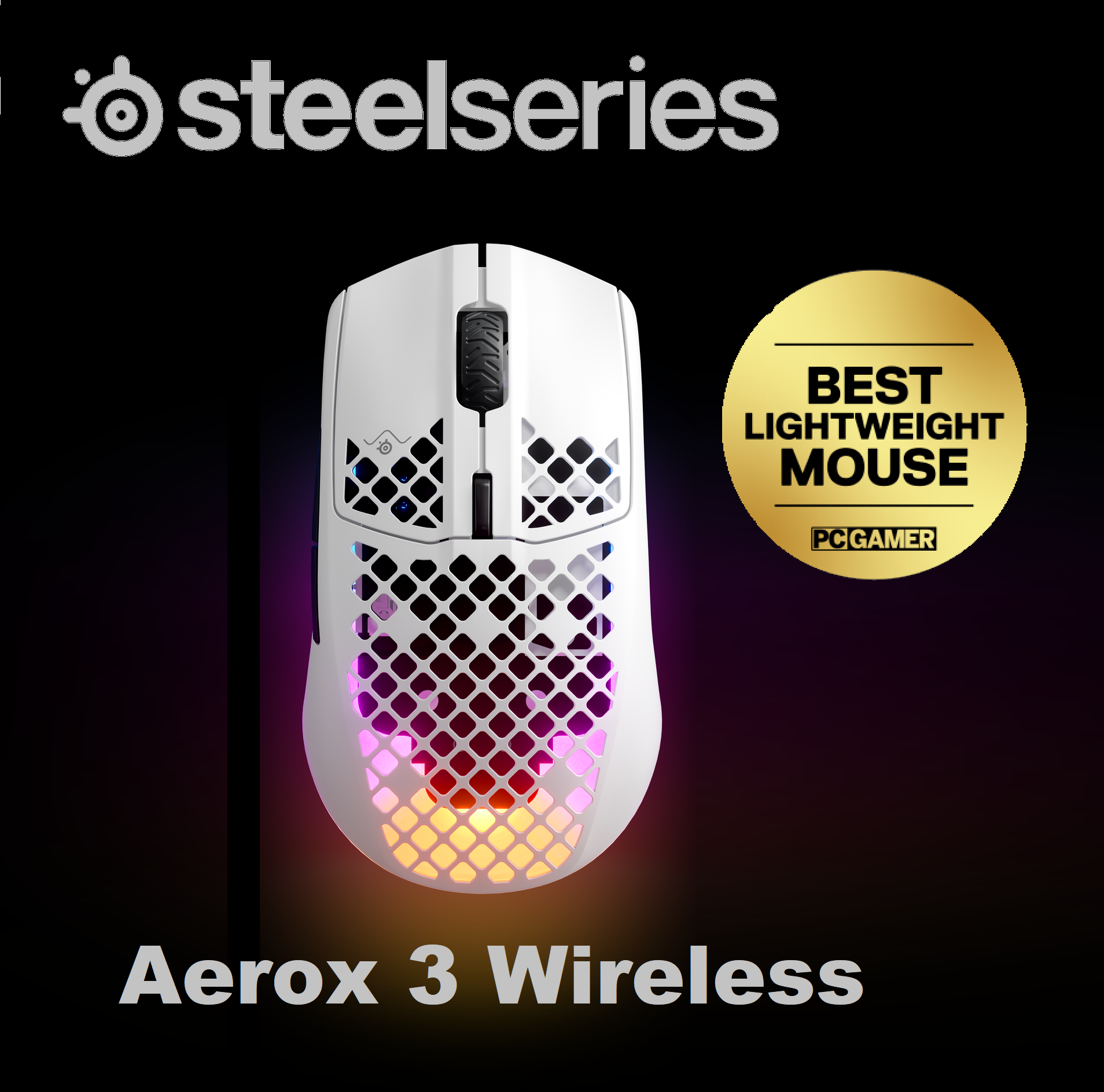 AEROX-3-WHITE SteelSeries Aerox 3 Wireless RGB Gaming Mouse SteelSeries Aerox 3 Wireless RGB Gaming Mouse 1000Hz / 1 ms 18K DPI - Ultra Lightweight Super-Fast - Water Resistant - Quantum 2.0 Wireless - Golden Micro IP54 Switches - TrueMove Air Optical Sensor