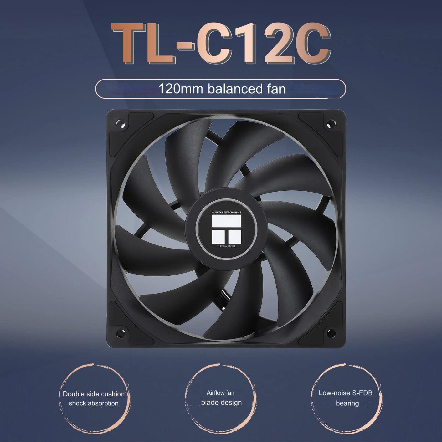 TL-C12C-B Thermalright BLACK PC FAN 1x 120mm 4-Pin PWM Thermalright TL-C12C-B 120mm 4-Pin PWM Silent CPU Fan with S-FDB Bearing Included