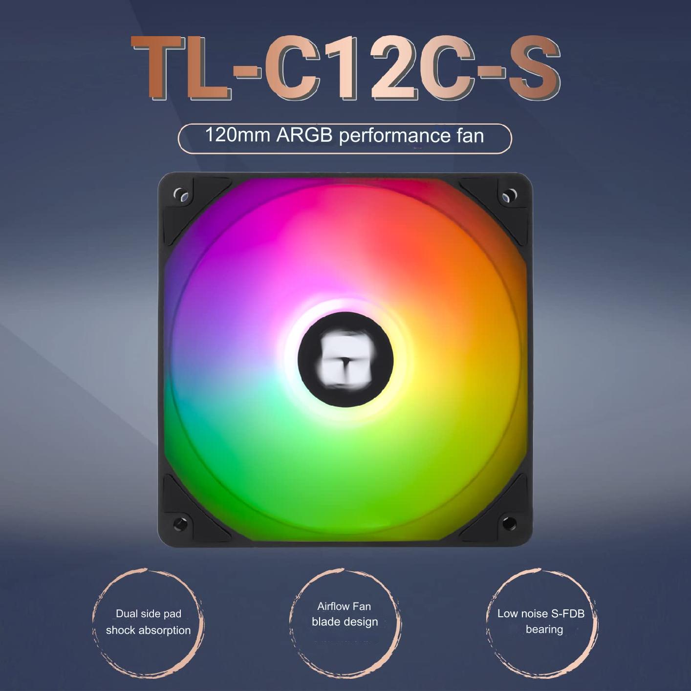 TL-C12RB-S-V2 BLACK ARGB CPU Fan 120mm 4pin PWM Thermalright TL-C12RB-S-V2 CPU Fan 120mm BLACK ARGB Case Cooler Fan