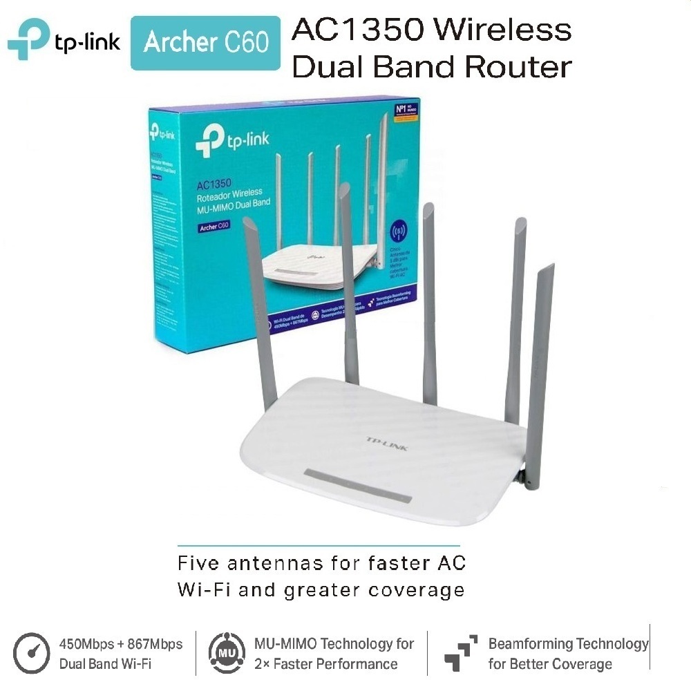 TP-Link Archer C60 AC1350 5 Antenna Dual Band Wireless