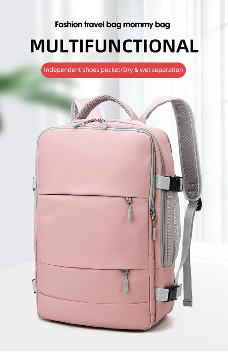 Pink Laptop Backpack - Accommodates Up to 15.6" Laptops & Tablets - Waterproof - Heavily Padded for Sensitive Electronics Protection -  USB Charging Port - Inner Pockets for Wet & Dry Laundry - Luggage Strap -Multifunctional for Hiking