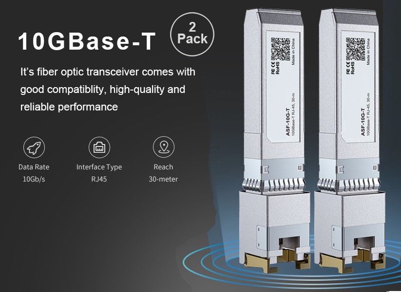 AXON-SFP-10G-T RJ45 30 meter 10G Base T SFP [2 Pack] 10Gb SFP+ RJ45 Copper Module 30-meter