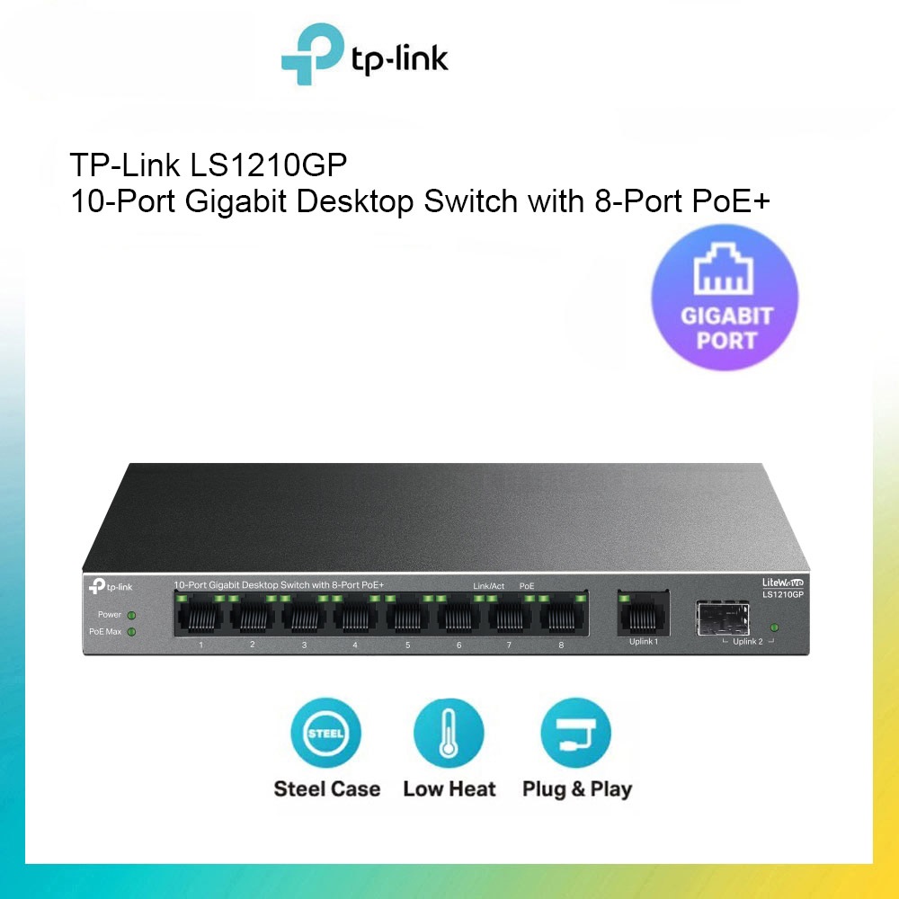 TP-Link 10-Port Gigabit Desktop Switch with 8-Port PoE+