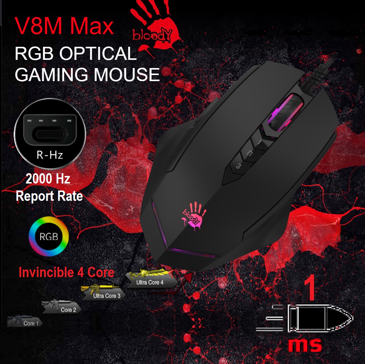 BLOODY-V8M bloody V8M MAX RGB OPTICAL GAMING MOUSE bloody V8M MAX RGB OPTICAL GAMING MOUSE - 12