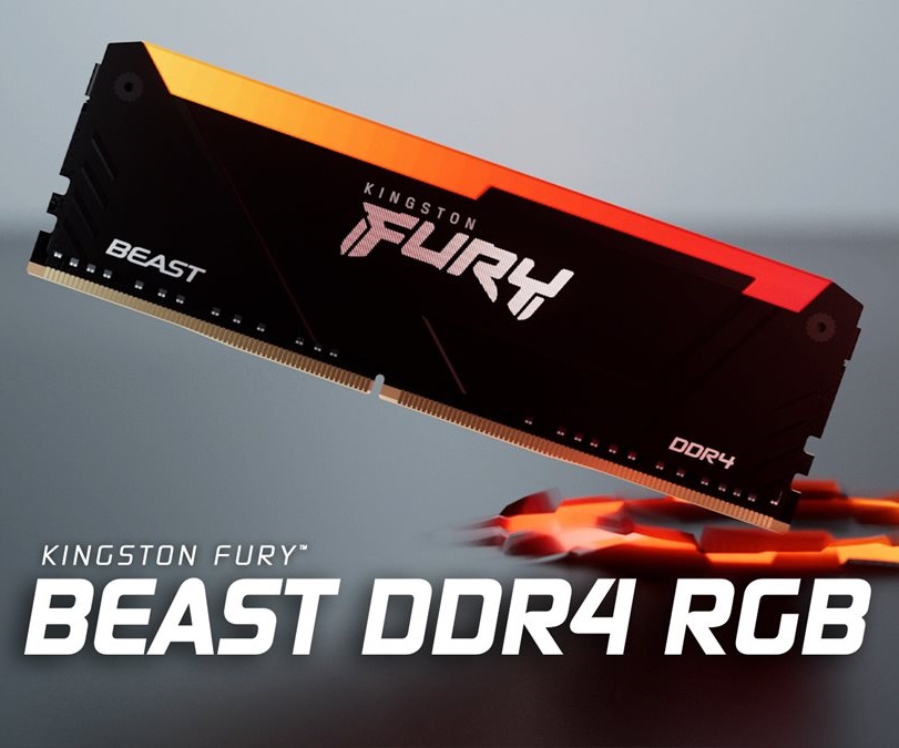 Kingston Fury Beast RGB RAM 8GB 3600MT/s DDR4 CL17 DIMM Computer Memory KF436C17BB2A/8 . Intel XMP Certified and XMP-Ready Plug N Play at 2666MT/s