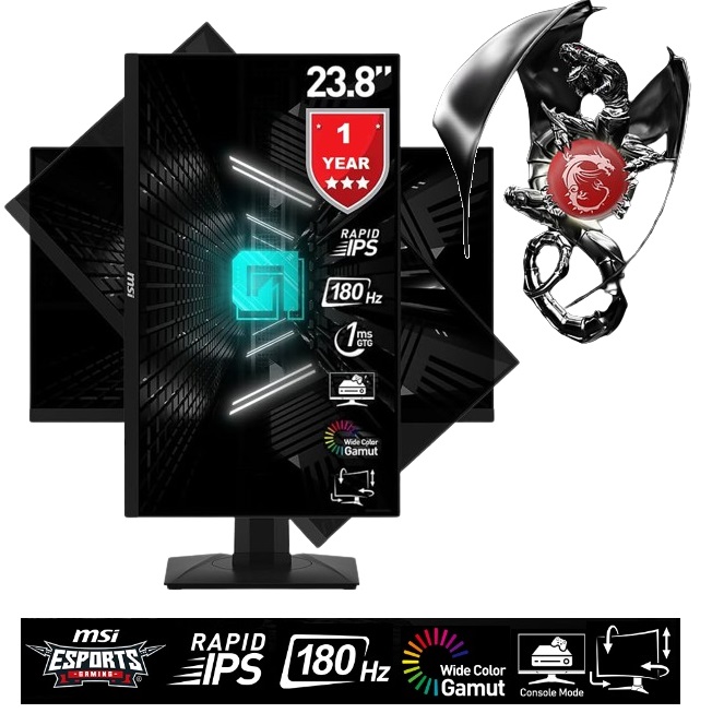 9S6-3BB49H-030 G244F E2 24 inch FHD IPS Gaming Monitor 180Hz MSI Optix G244F E2 24 inch FHD IPS Gaming Monitor 180Hz Refresh Rate 1ms GTG