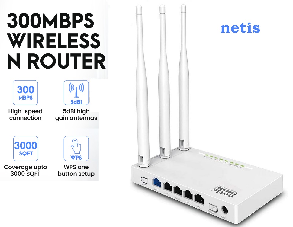 WF2409E 300Mbps High-Speed Wireless N Router | Smart 3 x 5dBi High Gain Antennas with Parental Control for Computers