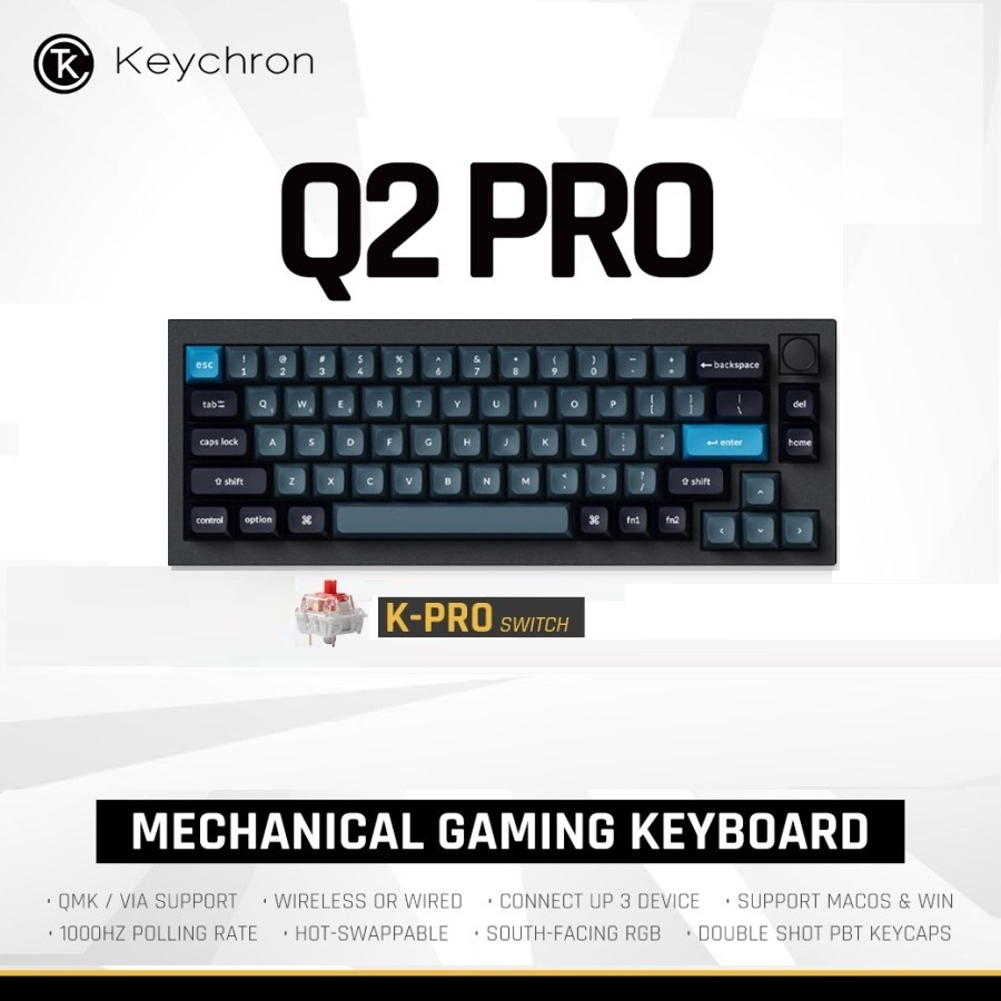 Keychron Q2 Pro Full Metal RGB QMK/VIA Wireless & Wired Custom Mechanical Keyboard