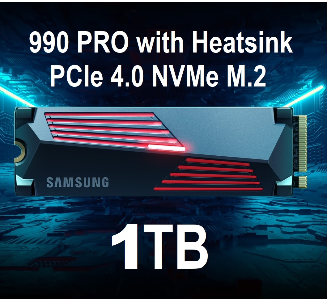 MZ-V9P1T0GW SAMSUNG 990 PRO NVME with Heatsink SSD 1TB SAMSUNG 990 PRO w/ Heatsink SSD 1TB